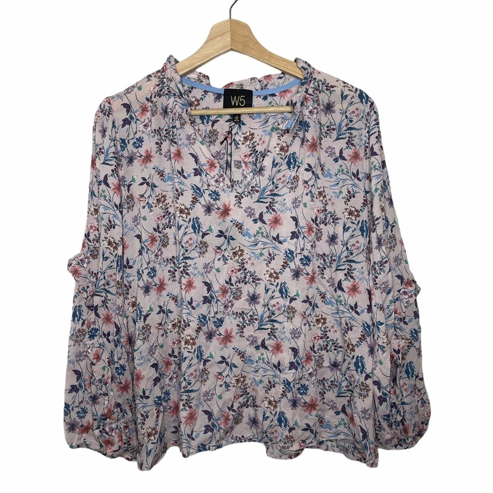W5 Floral 3/4 Sleeve Rayon Peasant Blouse NWT Medium